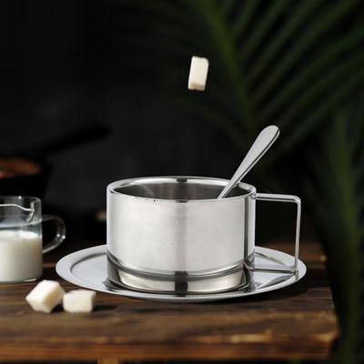Coffee Cup And Spoon Set Stainless Steel Vietnamese Double Wall Portable Milk