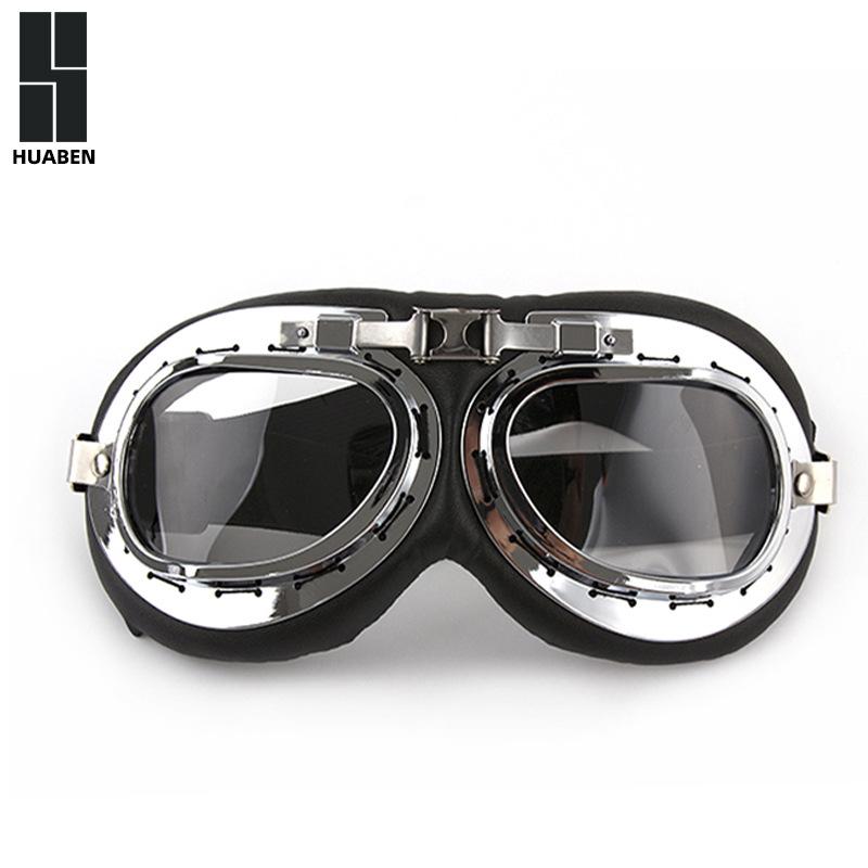 Vintage Harley Silver Frame Karting Goggles Motorcycle Outdoor Sports Riding Glasses Dustproof Windproof Goggles