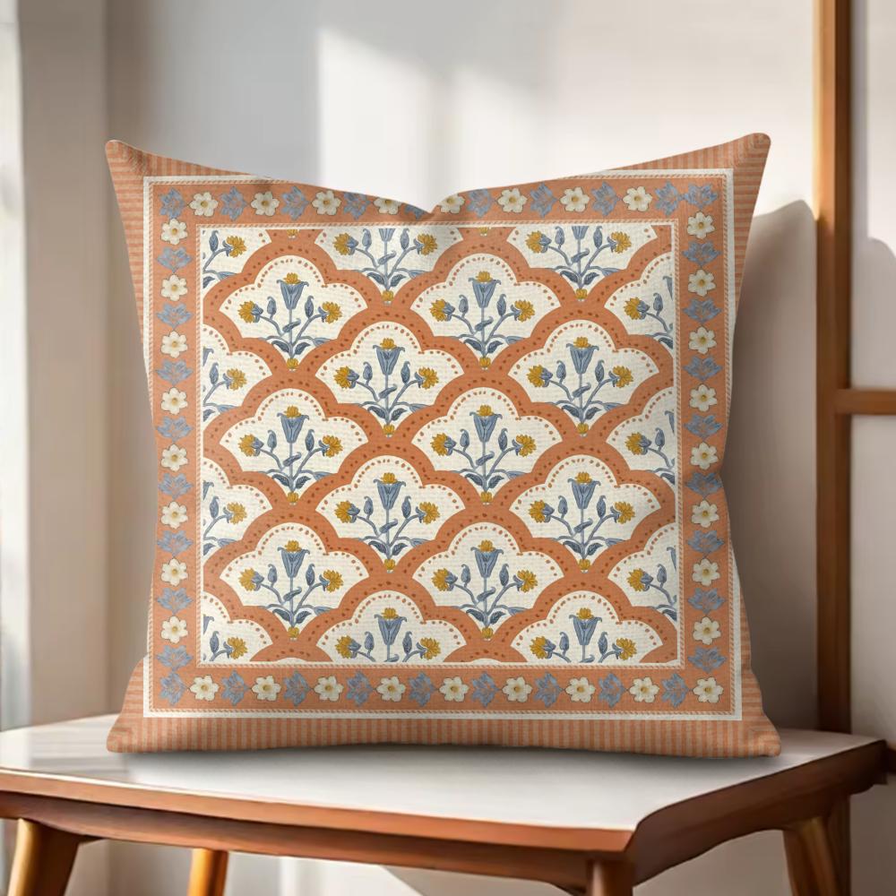 Retro Roman Pattern Cushion Cover Natural Linen Organic Fabric DoubleSided Printing Couch Pillow Covers Home Decor