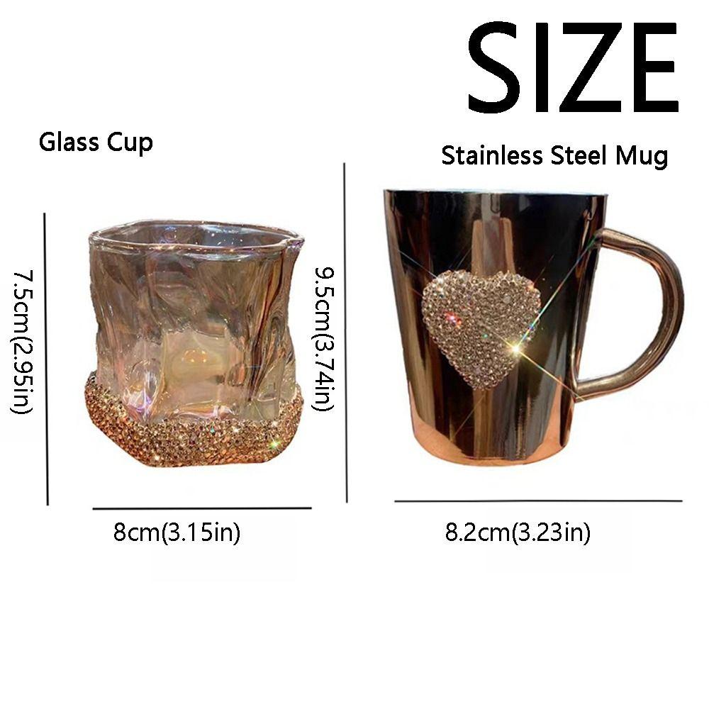 Creative Sparkling Water Cup Stainless Steel Rhinestone Studded Cup Modern Glass Cup  Home Use