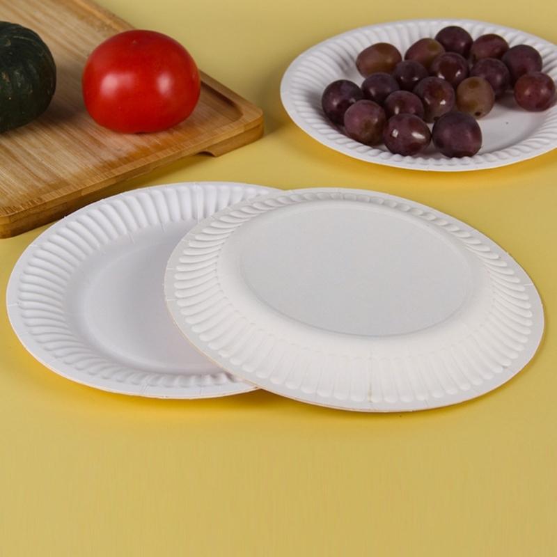 10pcs Large Disposable Paper Plates for Family Meals Biodegradable Dinnerware Degradable Tableware Kitchen Accessories