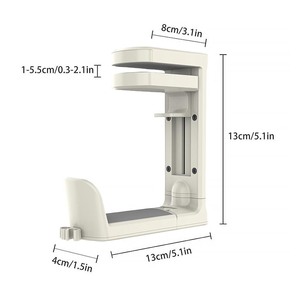 360 Rotating Punch-Free Table Side Headphone Hook Adjustable Headset Desk Hook Drilling Free Under Desk Headset Rack Support