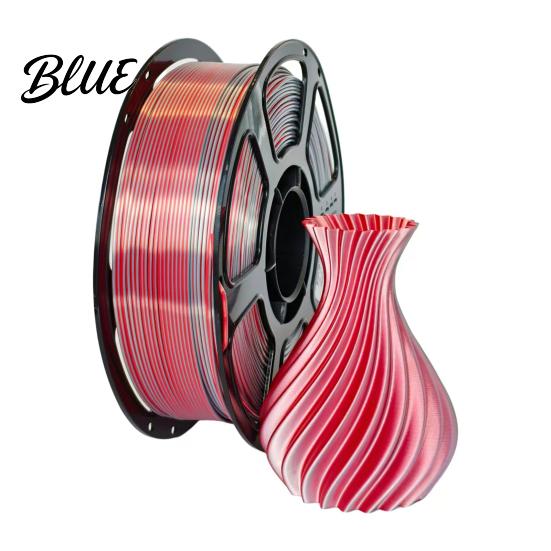 Red Silver Silk Filament PLA 3D Printer 1.75mm Dual Color Filament Bundle Printing Accessories for DIY Projects Models and Crafts