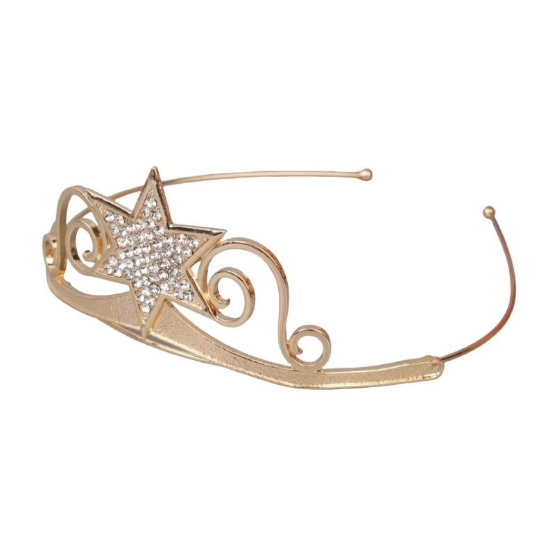 

Luxurious Crown Hair Hoop Heavy Duty Birthday Party Elegant Pageant Hexagram Crystal Girl Wedding Costume Headwear