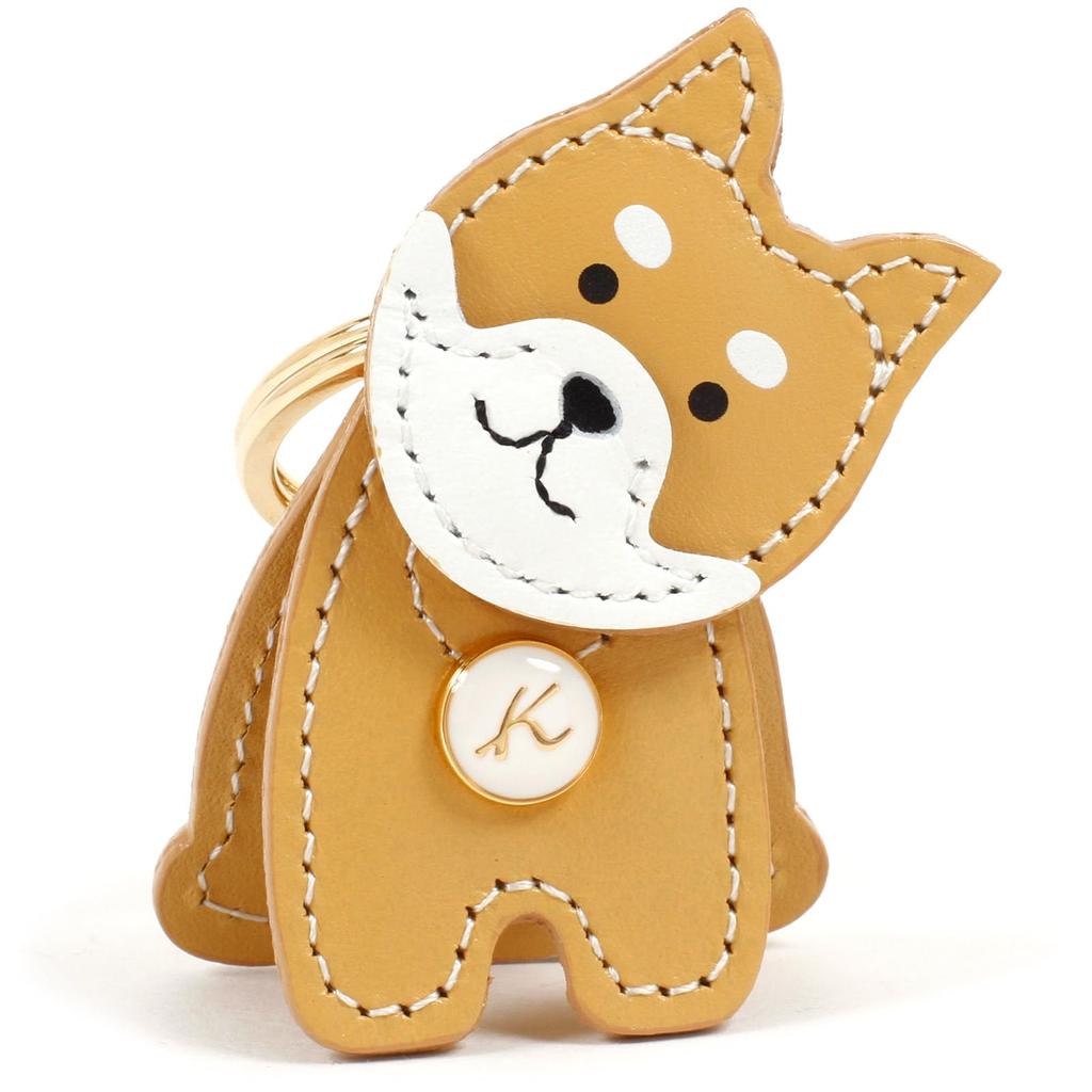 Kitamura Shiba Inu Keychain with Standing and Moving Face, NH0861, Women's, CamelWhite [Brown] 61901, One Size [Please delete everything after the