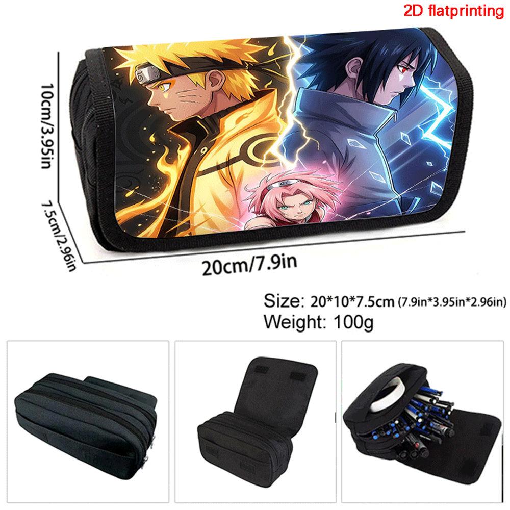 NARUTO Cartoon Anime Pencil Box Double Layer Flip Pen Case Lightweight Stationery for Kids School Daily Use,Boys&Girls Ages 5-10