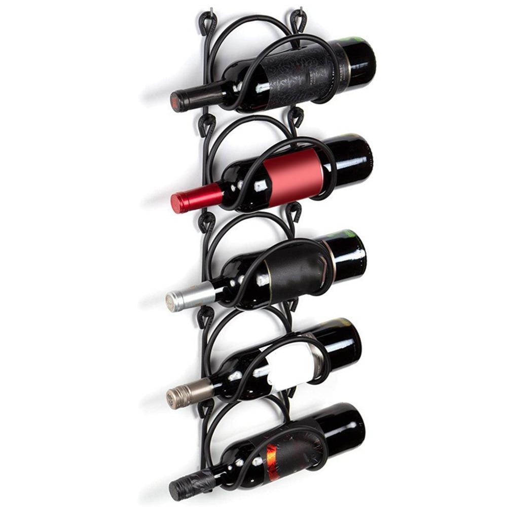 5 Piece Wrought Iron Wall Mounted Wine Rack Wall Mounted Towel Holder Hanging Wine Rack Cafe
