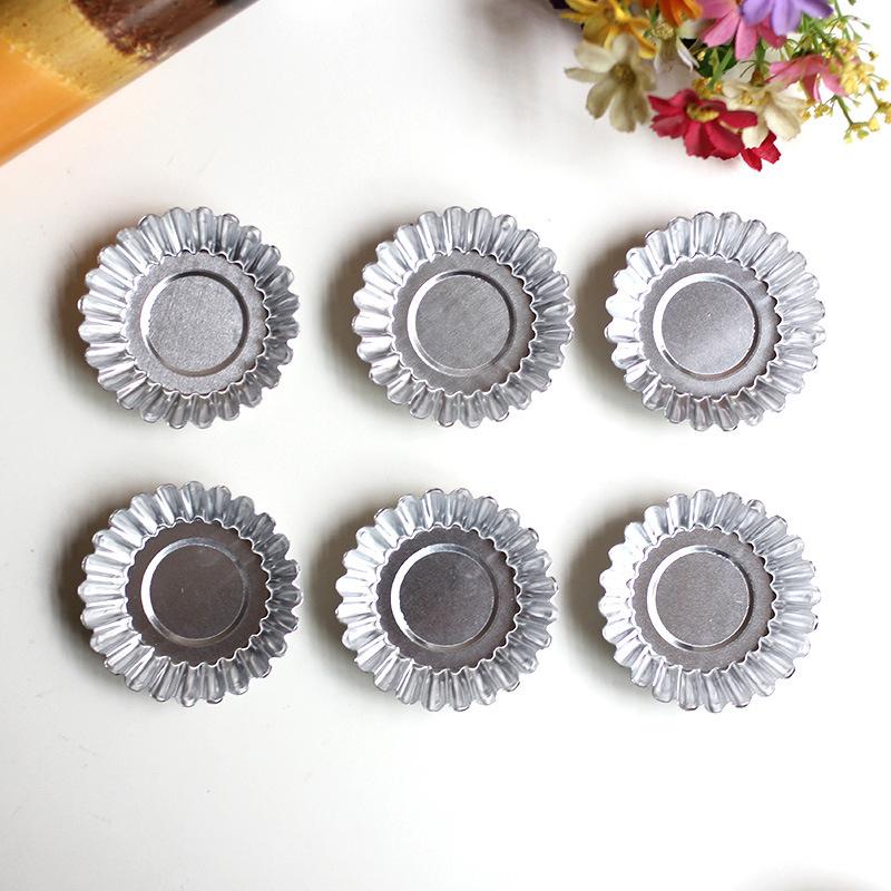 Reusable Non-Stick Egg Tart Mold Aluminum Alloy Flower/Round Shape Cupcake Mold Pudding Jelly Mold Muffin Baking Cup Kitchen Too