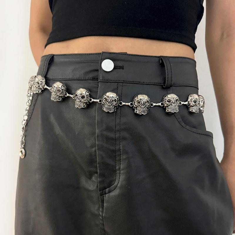 Edgy Waist Belt Stylish Carved Skull Waist Chain Belt Elaborate Chain Belly Chain for Belly Dance Waist Chain