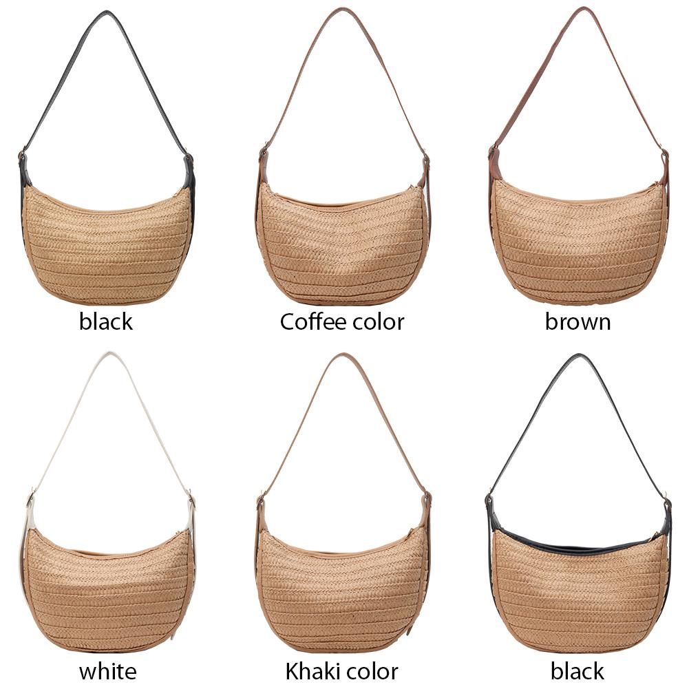 Summer Straw Bag for Women Trendy Woven Straw Shoulder Bags Casual Tote Crossbody Bag Raffia Hobo Beach Bag Rattan Totes Handbag