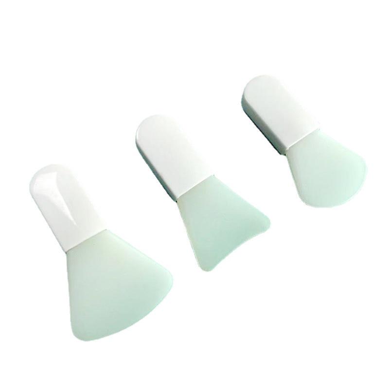 Mini Silicone Fan-Shaped Facial Mask Brush - Short Handle, Portable Beauty Tool