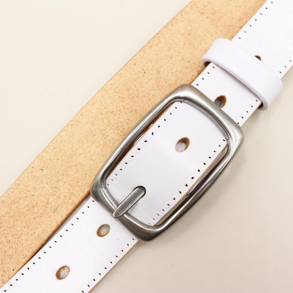 Rare Color Women's Cowhide Buckle Belt - Simple, Versatile, Retro Korean Style for Jeans