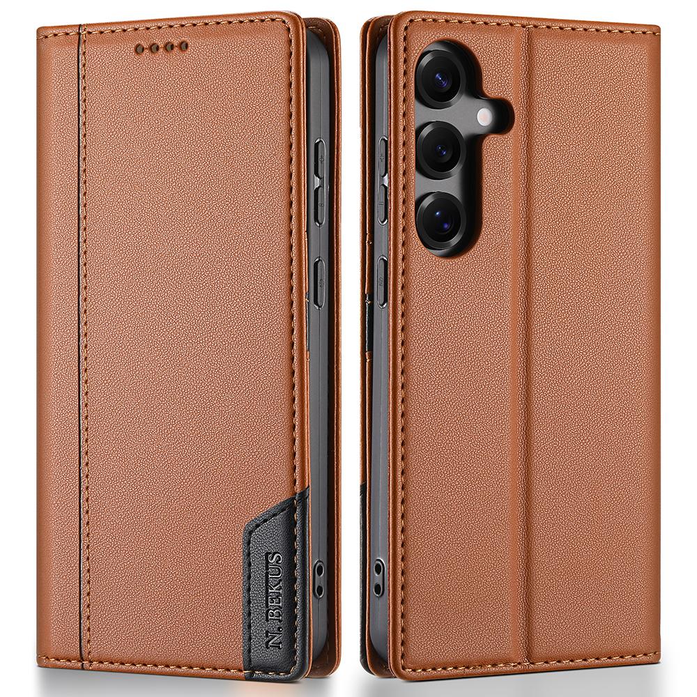 N.BEKUS P3 For Samsung Galaxy S25 Case RFID Blocking Wallet Stand PU Leather Flip Phone Cover