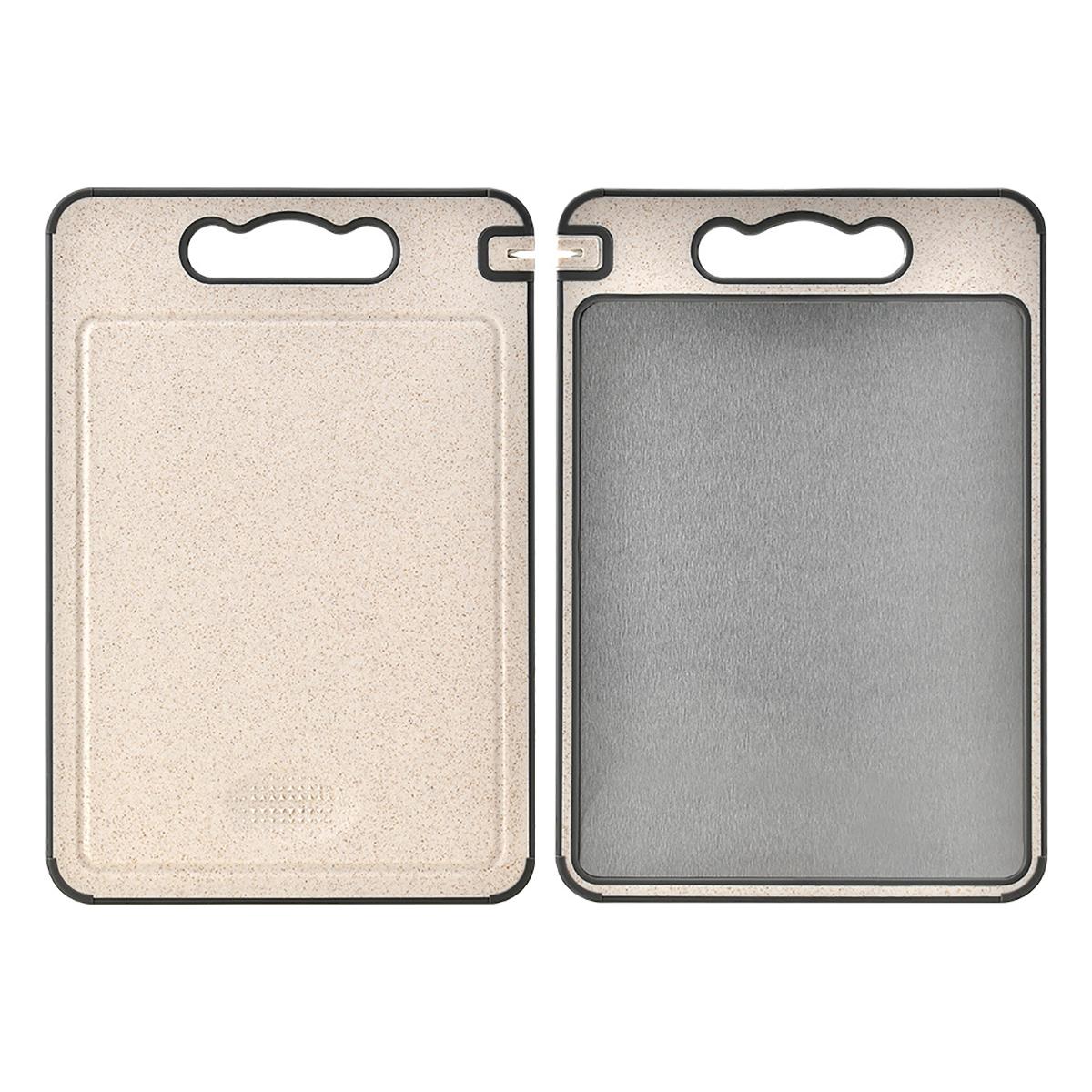 

Разделочная доска из нержавеющей стали Двусторонняя разделочная доска для кухни Устойчивая к царапинам Противоскользящие силиконовые края Кухонный гаджет