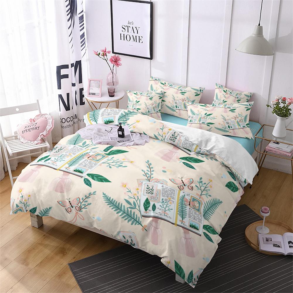 Book Duvet Cover Set 3D Print Old Book Bookshelf Pattern Polyester Comforter Cover King Size for Kids Teens Writer Bedding Set
