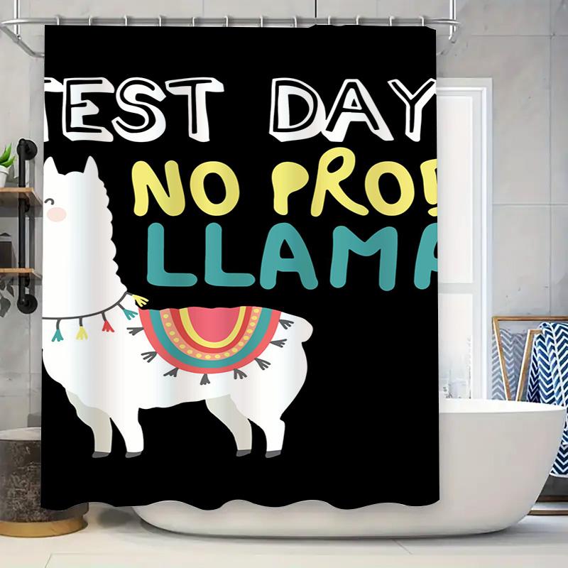

Happy Birthday Party Decorations No Products In The Image, Funny Bathroom Shower Curtain Featuring A Cute Llama With Colorful Ac W60H190(CM)-1 Pcs