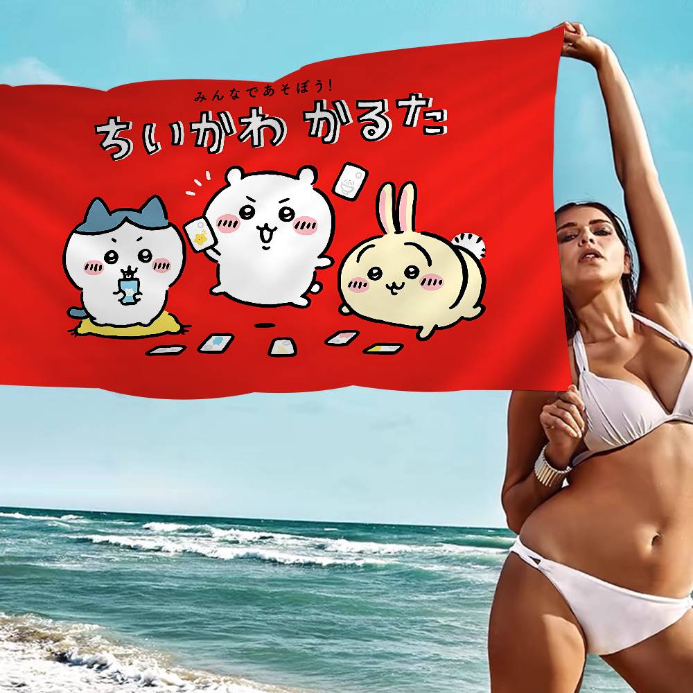 Cute Japanese C-Chiika-waE Usagi Microfiber Beach Towel Absorbent Quick Dry Soft Yoga Swimming Resort Mountain Climbing Towel