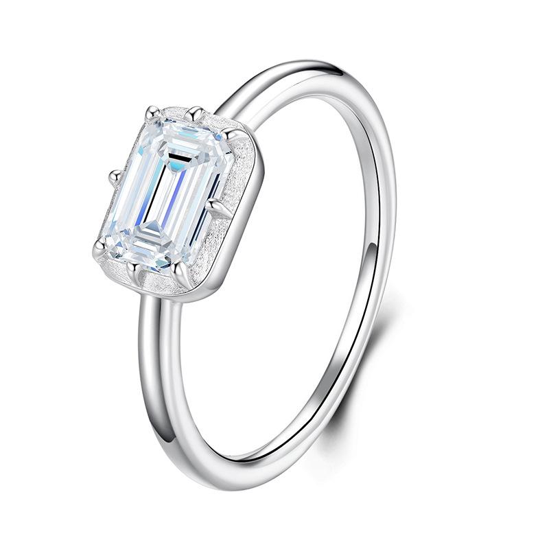 Anello Pagoda Rettangolare Taglio Moissanite in Argento Sterling S925 Moda Donna Gioielli Minimalisti Vendita Calda Transfrontaliera