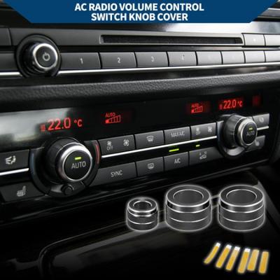 AC Radio Volume Control Switch Knob Cover Ring for BMW F10 2008-2015 Black 3 Pcs
