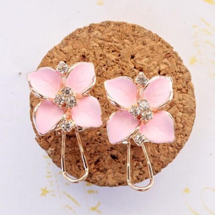 Korean Camellia Earrings: Royal Blue, Three-Dimensional Frosted Clips for Women