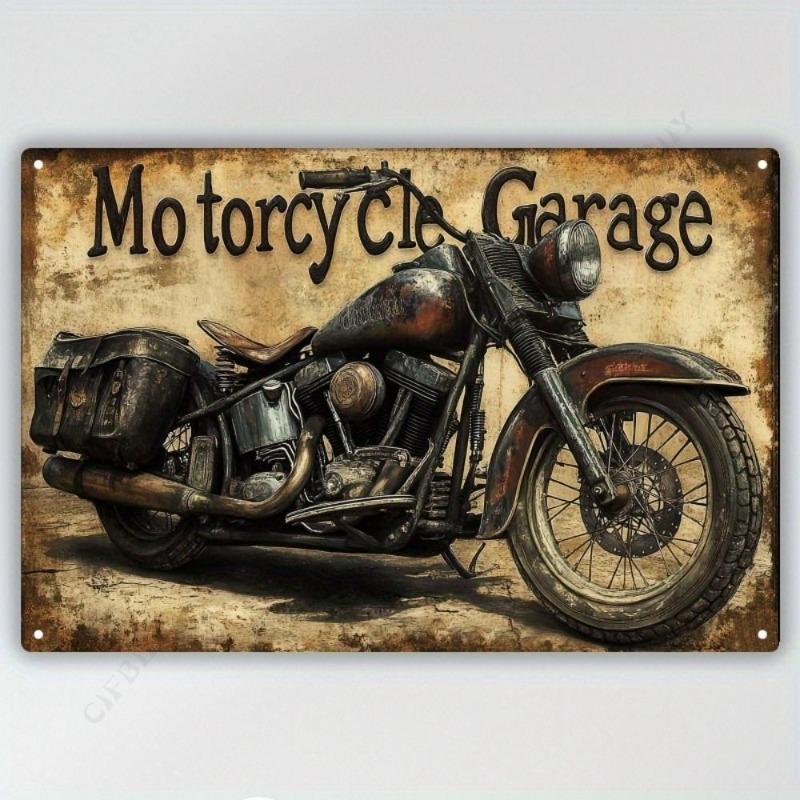 Motorcycle Metal Wall Sign, Garage Bar Decor 20x30cm