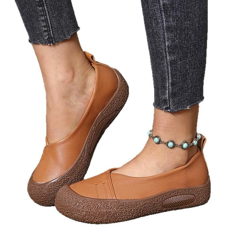 New Large-sized Thick-soled Retro Low-top Single-shoe Women's Flat Lazy Shoes