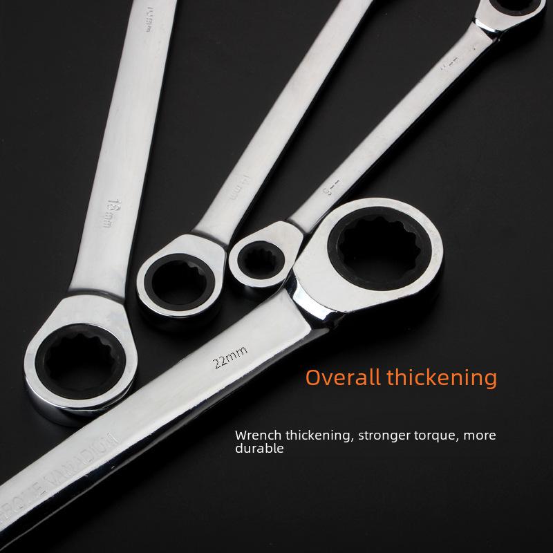 Bidirectional Double-Ended Ratchet Wrench Set: 8/10/12/13/17/19mm, Quick Plum Blossom Design, Auto Repair Hardware Tool.