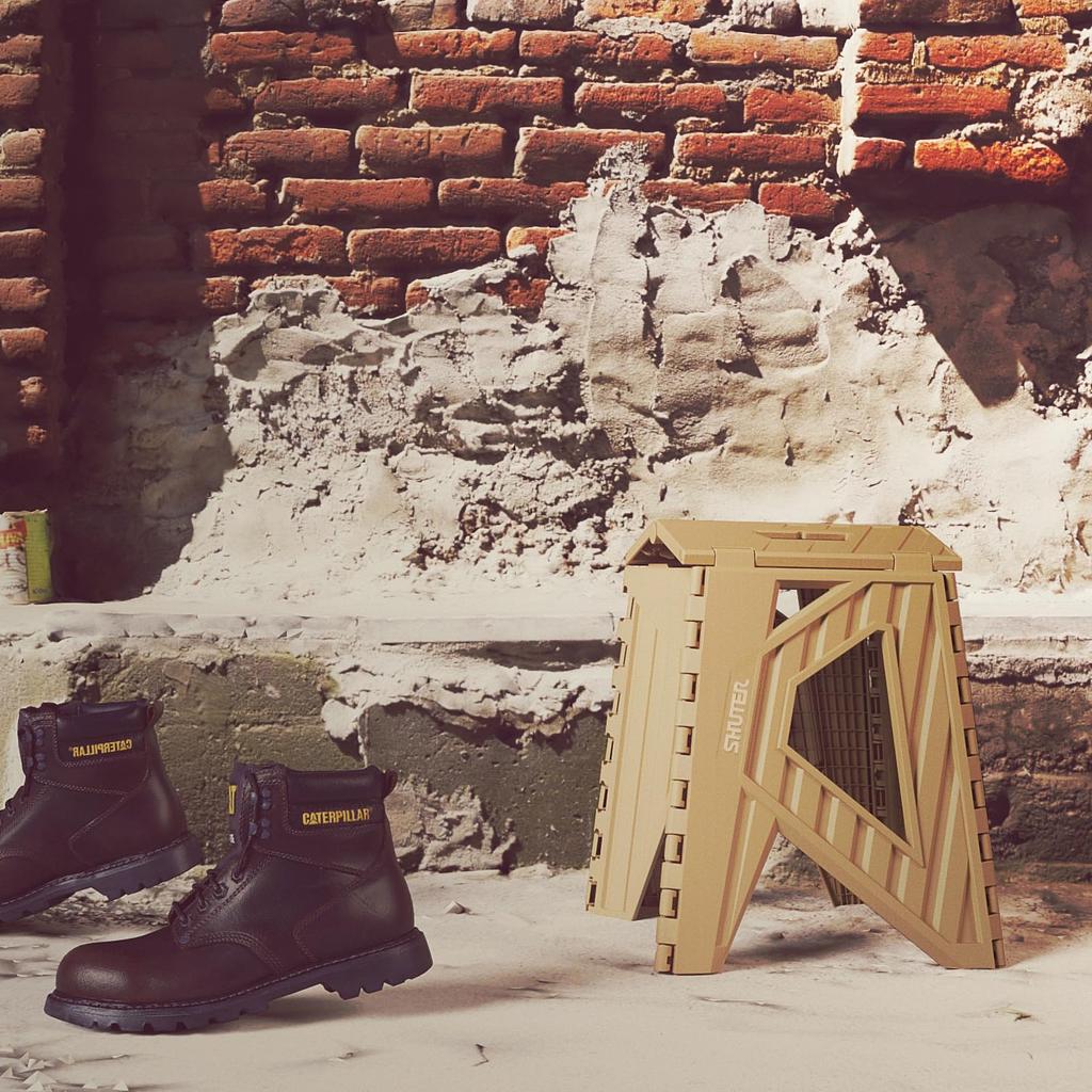 Shuter Folding Step Stool Outdoor Made in Taiwan Stylish Camping Folding Chair Concert Folding Stool Lightweight Chair Step Camping CH-40 (Khaki