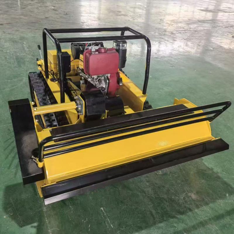 High-Power Remote Control Orchard Weed Removal & Grass Cutting Robot with Crawler Tracks - Fully Automatic Lawn Mower & Shredder.