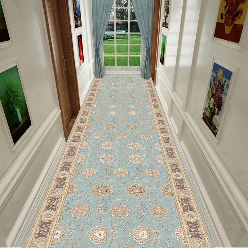 European Luxury Hall Corridor Carpet Non-slip Washable Runner Stairway Rug Outdoors Aisle The Long Corridor Mat Customizable