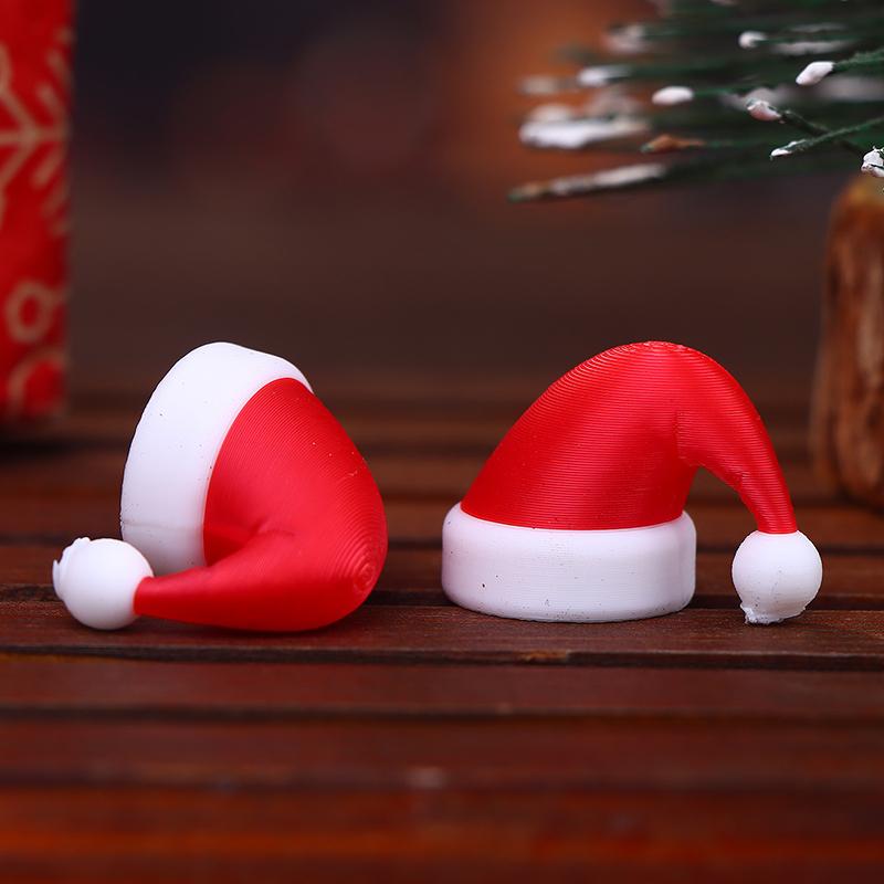 10/20Pcs 3D Printed Christmas Santa Hat For Wine Alcohol Bottles Mouth Ornament Home Xmas Decor Gift