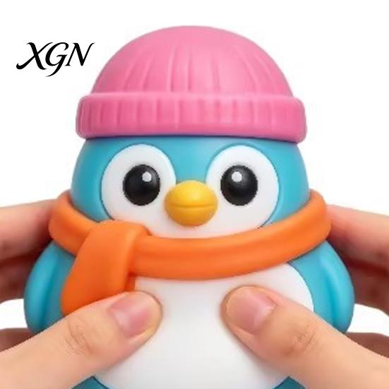 Pinguin Stressabbau Spielzeug Cartoon Strickmütze Schal Kneten Sensorischer Ball Anti-Angst Weiches Tier Schreibtisch Kinder
