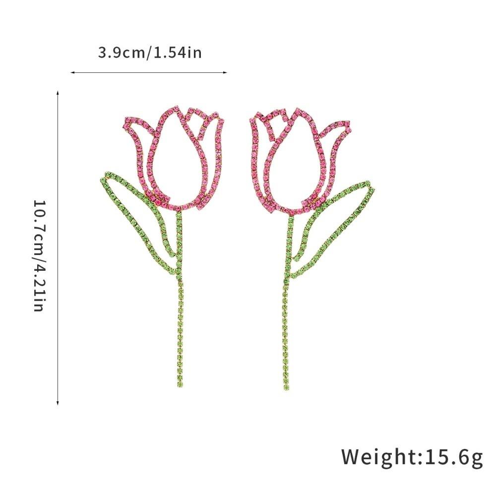 Rhinestone Flower Rose Flower Earrings Bling Crystal Women s Earrings Luxury Stud Earrings  Women