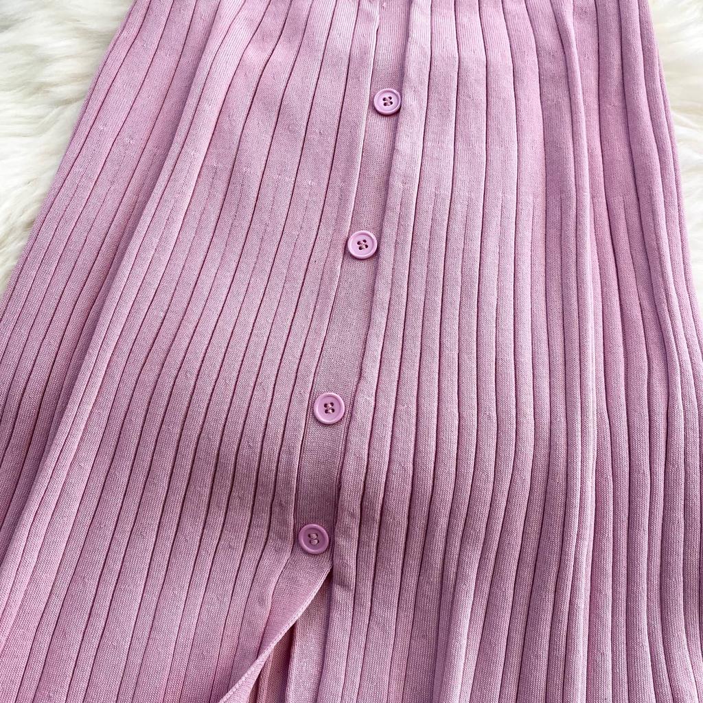 New Summer Solid Round Neck Sleeveless Sweater Knitted Dress for Women Casual Simple Single-breasted Elastic Bottoming Knitwear Dresses