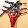 Love Heart Lolita Embroidered Lace-Up Thong - Plus Size Adjustable Sheer Anime Panties