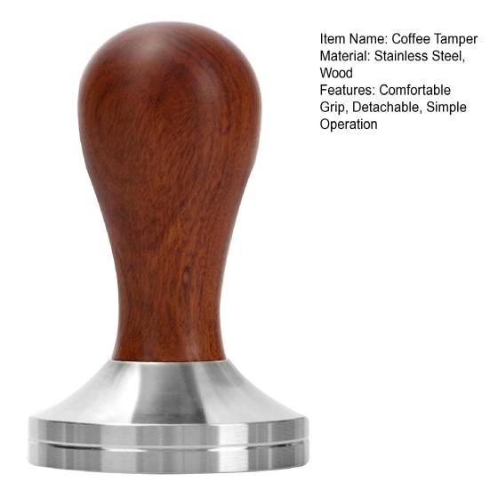 Robuste Konstruktion, rostfrei, praktische Kaffeepulverpresse, 51/53/58 mm, aus Holz