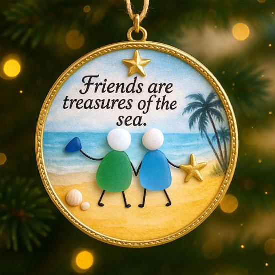 Friendship Sea Glass Decoration Handmade Acrylic Friendship Seaglass Art Hanging Ornament Home Office Holiday Party Decor