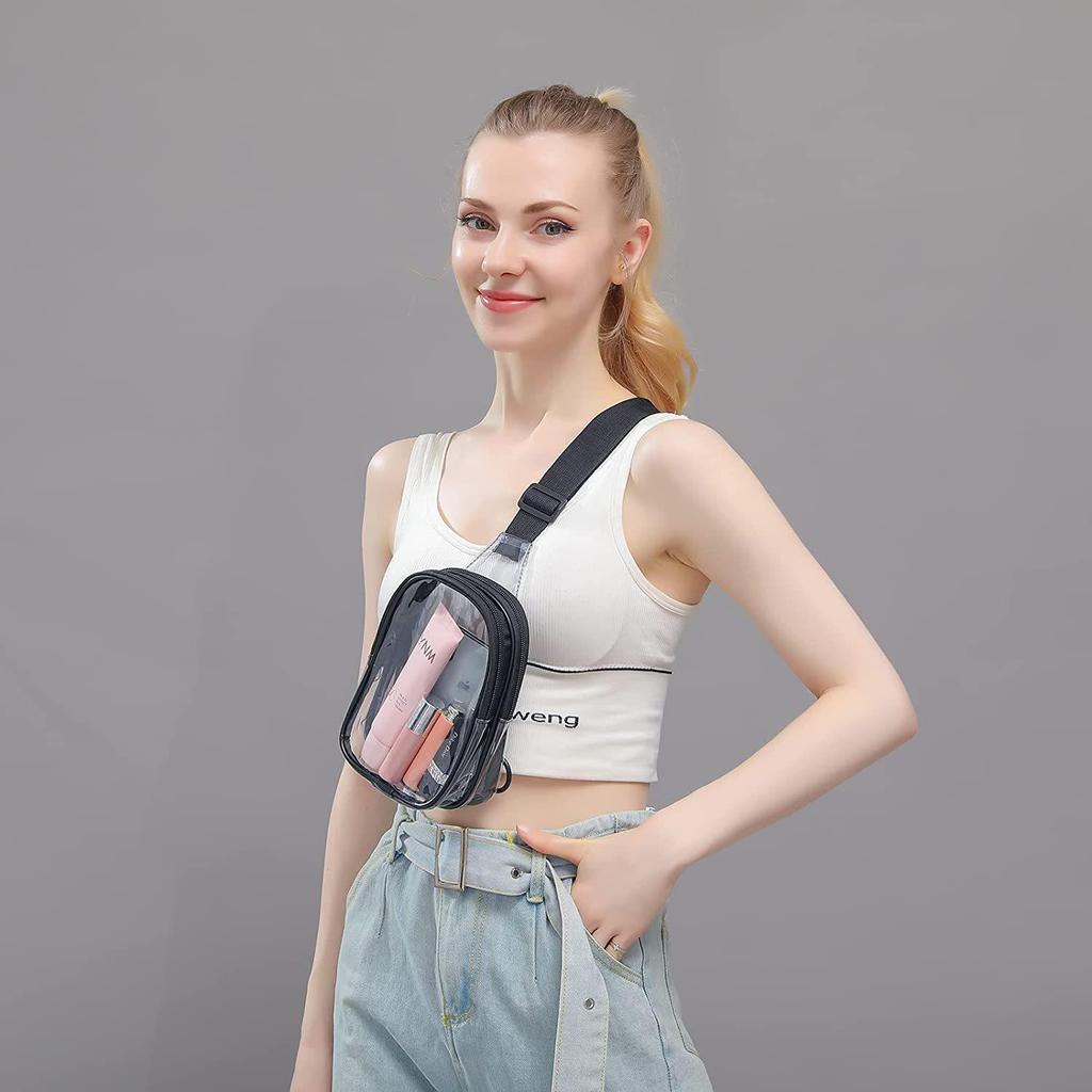 Clear PVC Messenger Bag for Men - Transparent Mobile Phone and Wallet Carrier, Ideal for Walking and Shopping