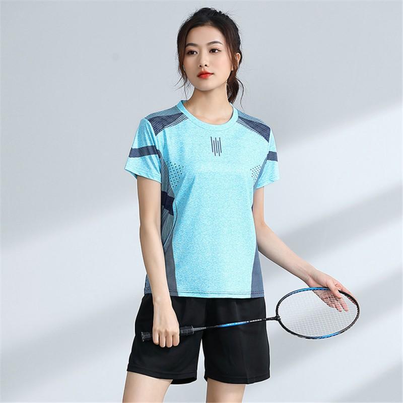 Unisex Badminton Sport Set Short Sleeve Top Shorts Men Women Kids Athletic Wear