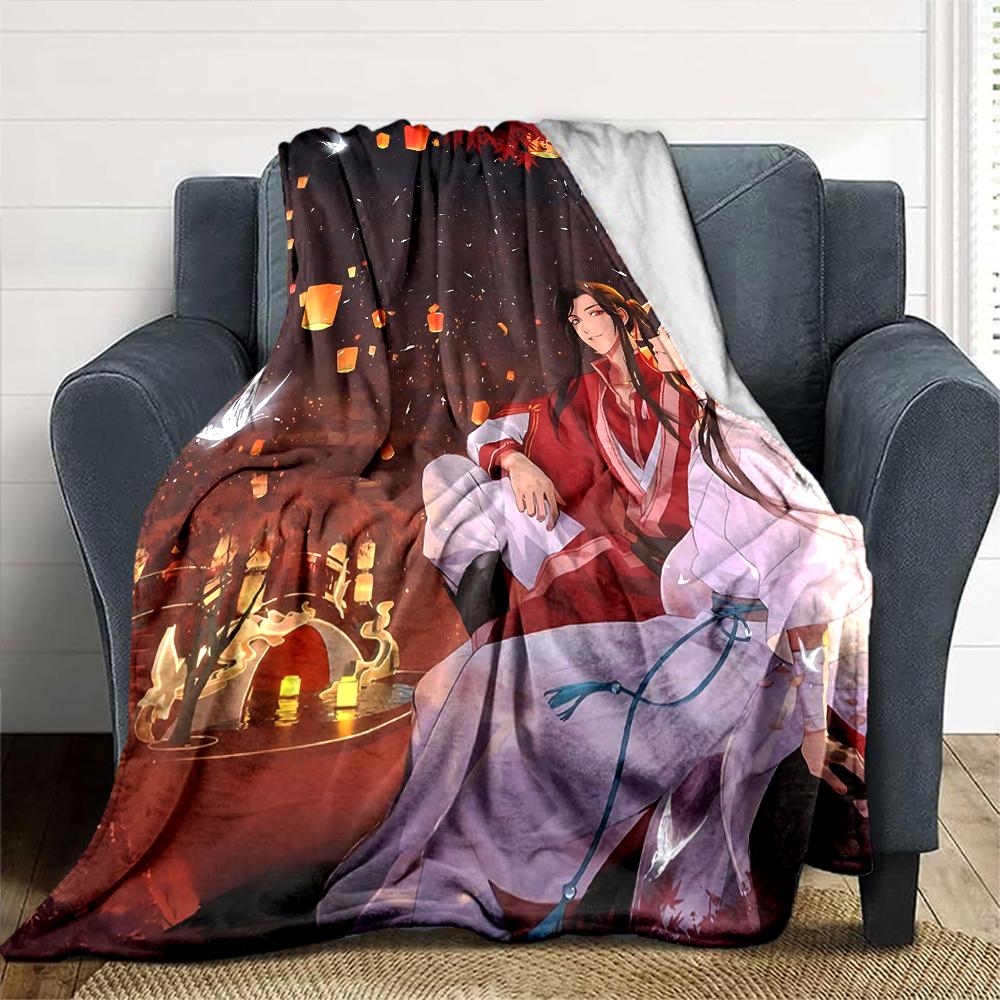 1Pc Heaven Official's Blessing Anime Print Blanket Soft Comfortable Polyester Throw Blanket Allseason Warm Coverlet Bedroom Office Outdoor Gothic Fant