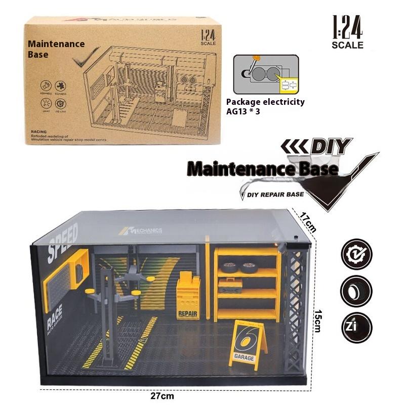 Reparatiewerkplaats Parkeerplaats Doe-het-zelf Reparatiewinkel Auto Winkel Display Scène Fotografie Requisieten Auto Model Garage Plaatsing Scène Slaapkamer Decoratie