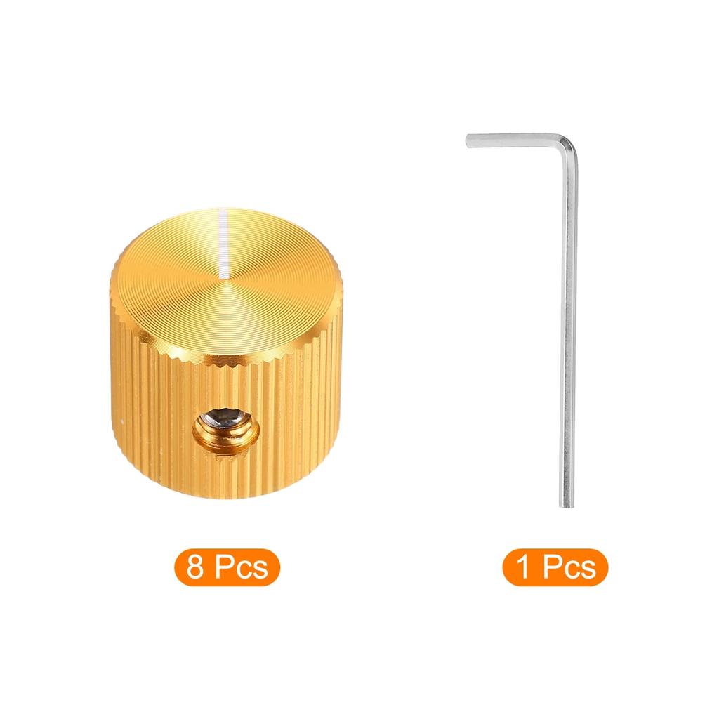 uxcell Aluminum Potentiometer Inner Diameter x Outer Diameter x Universal Volume Control Knobs for Guitar and Linear Gold Finish 8-Pack Knobs, 1/4"