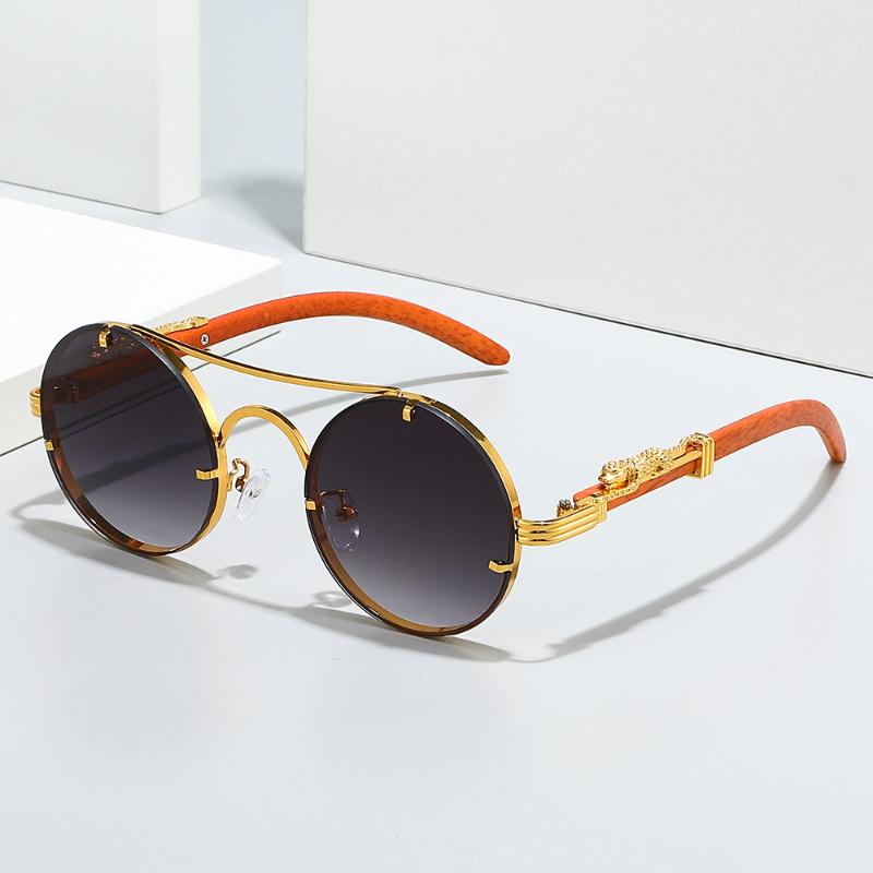 Men Vintage Round UV400 Sunglasses Fashion Double Bridge Multicolor Shades Women Retro Trendy Luxury Travel Sun Glasses