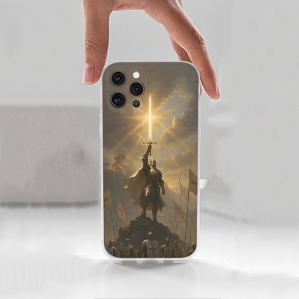 Crusaders Belief Knight Phone Case For iPhone,14,13,XR,SE,12,15,Pro,Max,Plus,11,17,16,X,XS,Mini Transparent Soft Cover