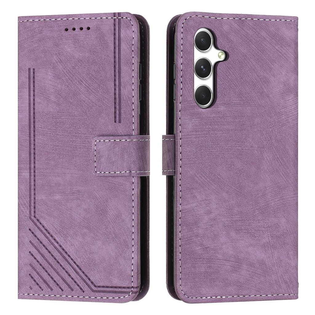 For Samsung Galaxy A56 5G Case Imprinted Lines Leather Phone Cover Folding Stand