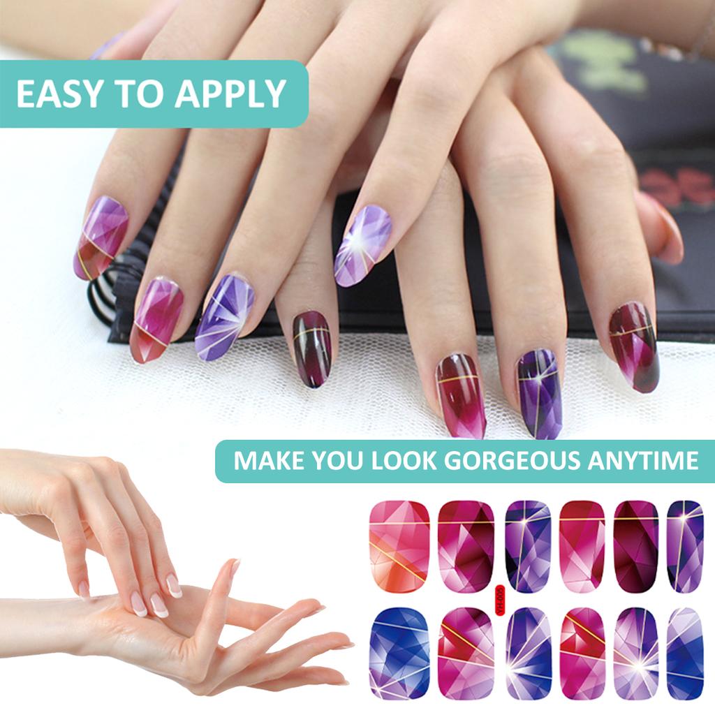 10 Sheets Nail Art Sticker Self-Adhesive Nail Polish Stickers Creative DIY Fully Wrapped Nail Art Stickers for Women and Girls