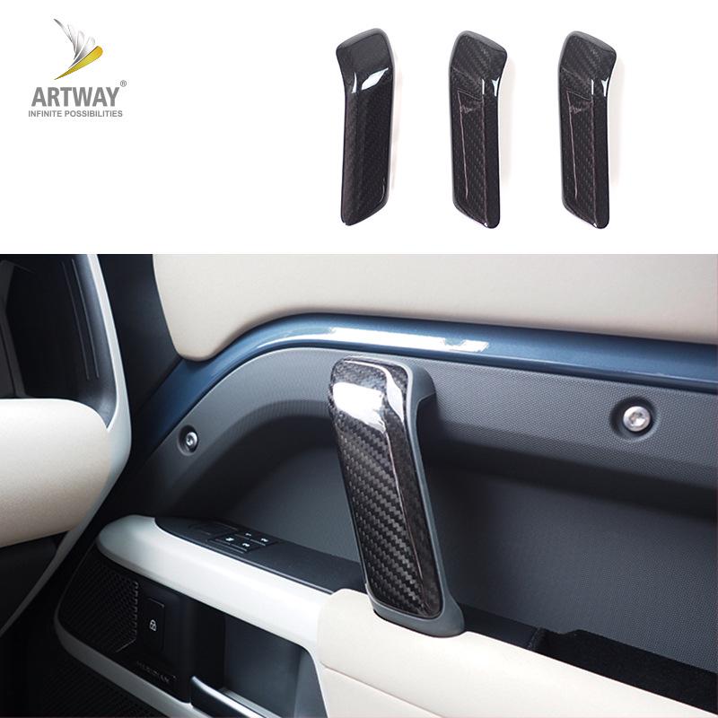 Carbon Fiber Interior Door Handle Cover for 20-22 Land Rover Defender 110 - Replacement & Decoration
