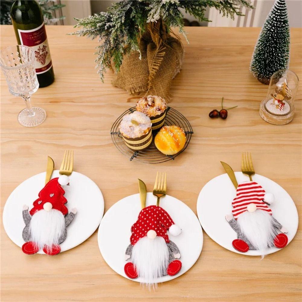 1/4PCS Santa Claus Christmas Tableware Bag Christmas New Year Christmas Tableware Holder