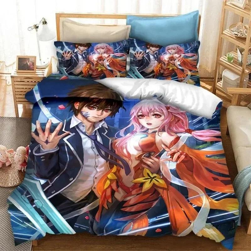 Mode 3D-tryck Anime Guilty Crown Sängkläder Set Påslakan Örngott Tecknad Täcke Sängklädesset Hemtextilier