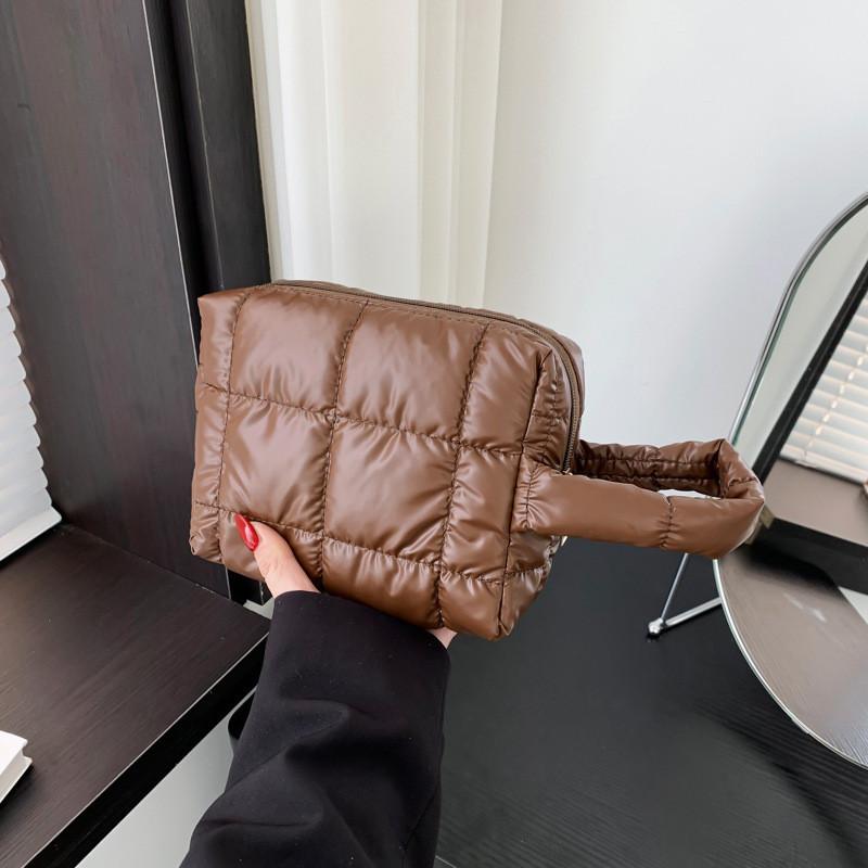 

Tote Stylish Grid Bag 2024 Summer Collection Soft Cotton And Polyester Large Capacity Handbag коричневый